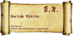 Barták Miklós névjegykártya